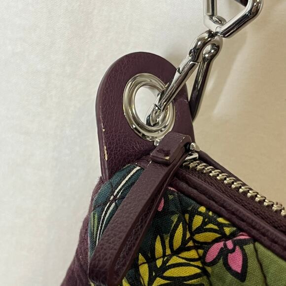 Vera Bradley Shoulder Purse Bag Purple and Greens Inside and Outside Pockets - Picture 10 of 12
